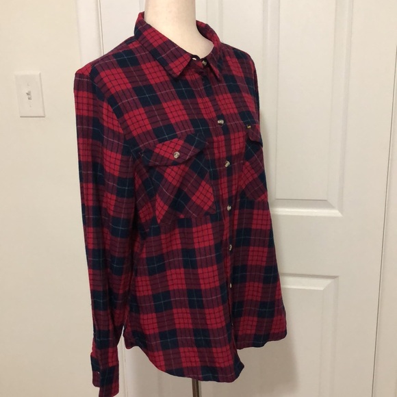 Lee Womens Flannel Buttoned Down Shirt Emblem On Back - Size XL - Picture 7 of 9